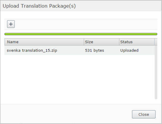 Image: Upload Translation Package dialog box