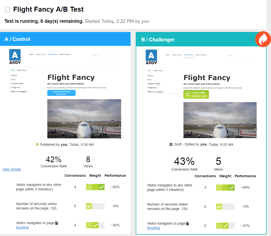 Image: A/B test results screen