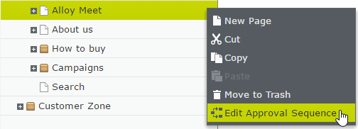 Image: Context menu, Edit approval sequence