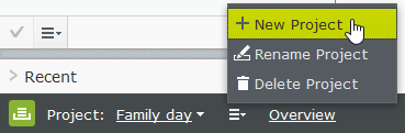 Image: Context menu on the project bar