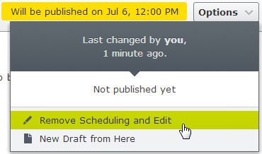 Image: Remove scheduling menu option