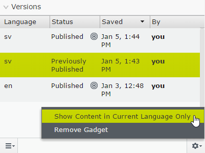 Image: Show Content in Current Language Only menu option