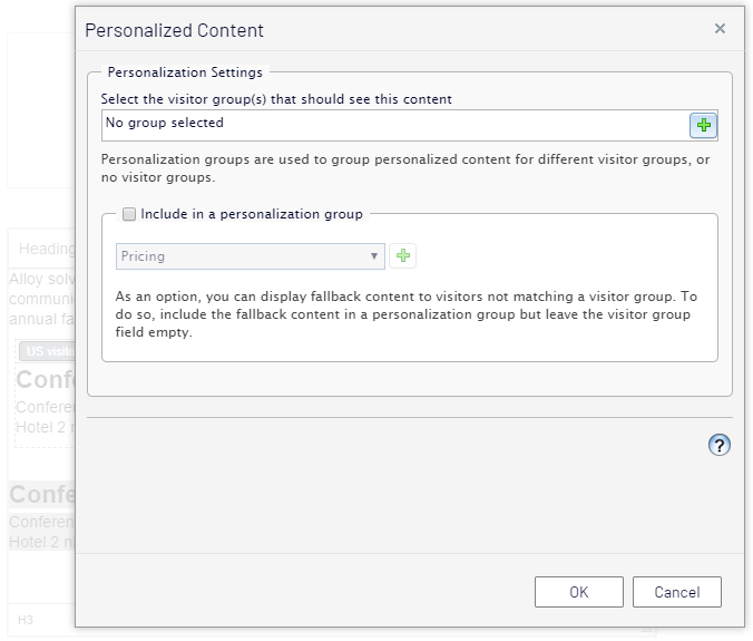 Image: Personalized content dialog box
