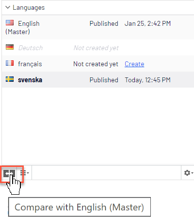 Image: Selecting translation language and Compare with button