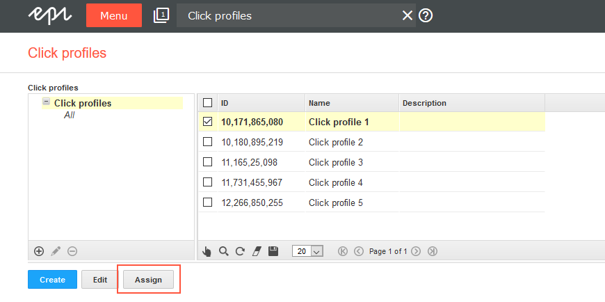 Image: Assigning a click profile