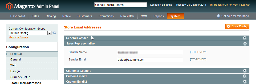 Image: Store email addresses