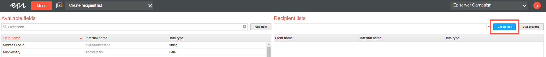Image: Create a recipient list