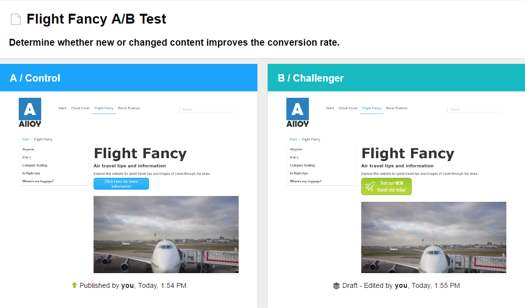 Image: A/B test screen