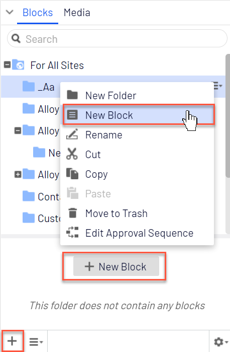 Image: Add New Block options
