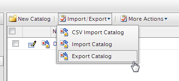 Image: Import/Export drop-down list