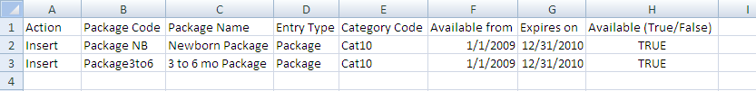 Image: CSV file type 2, entry file, packages