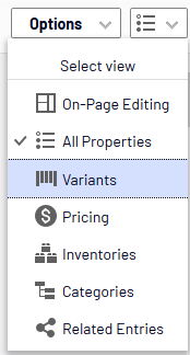 Image: Variants in Select view drop-down list