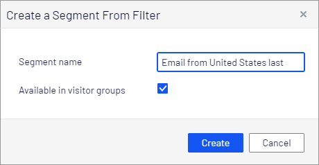 Image: Create a Segment From Filter dialog box