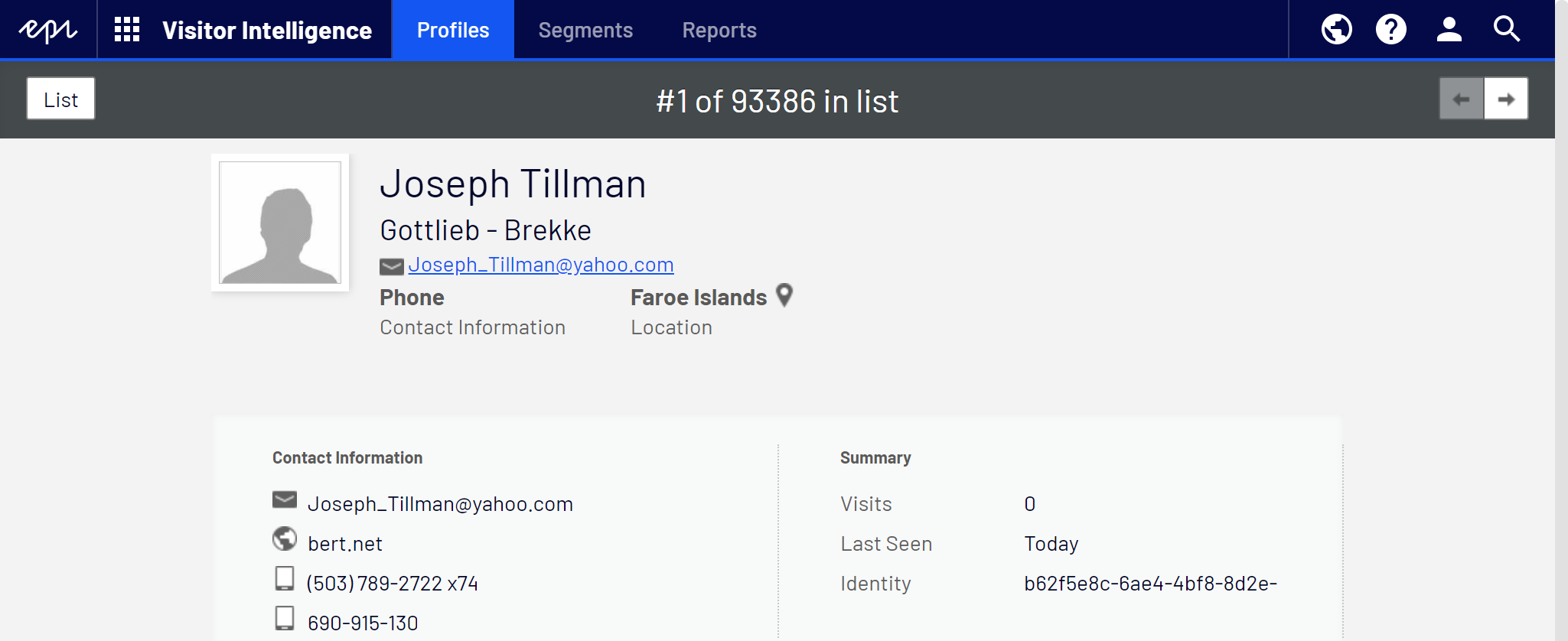Image: Visitor profile example