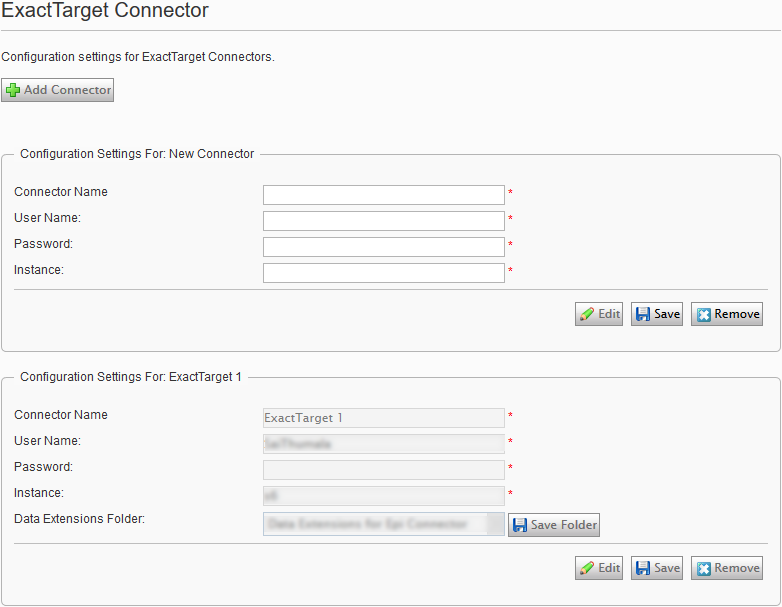 Image: Configuring the ExactTarget connector