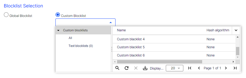 Image: Custom blacklist in Overview