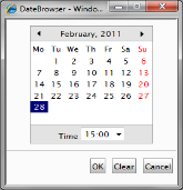 Setting date and time under the Scheduling tab