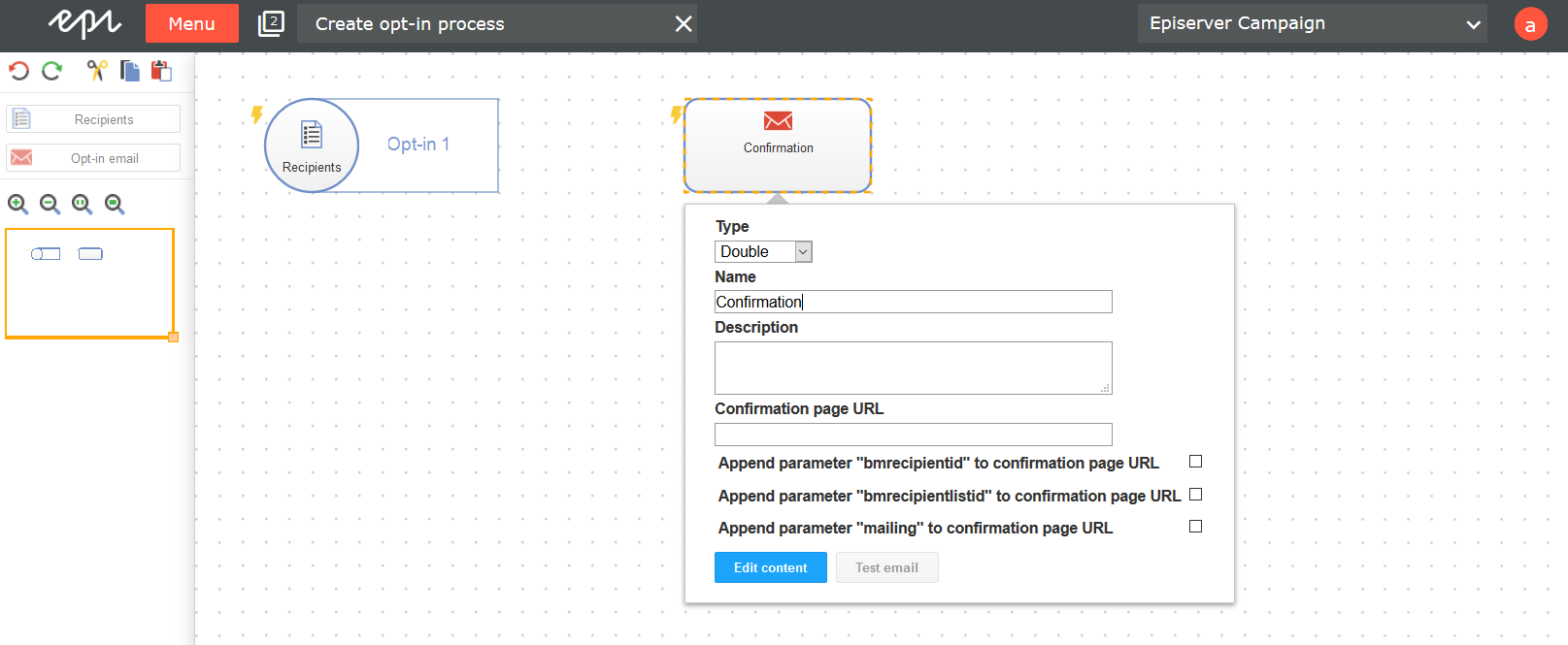 Image : Configurer le processus d'opt-in