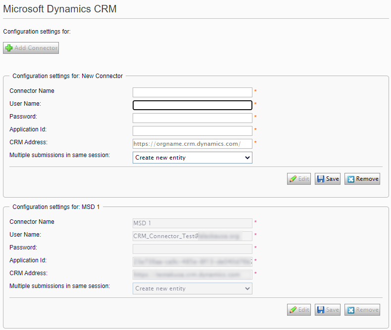 Image: Configuring the Microsoft Dynamics CRM connector