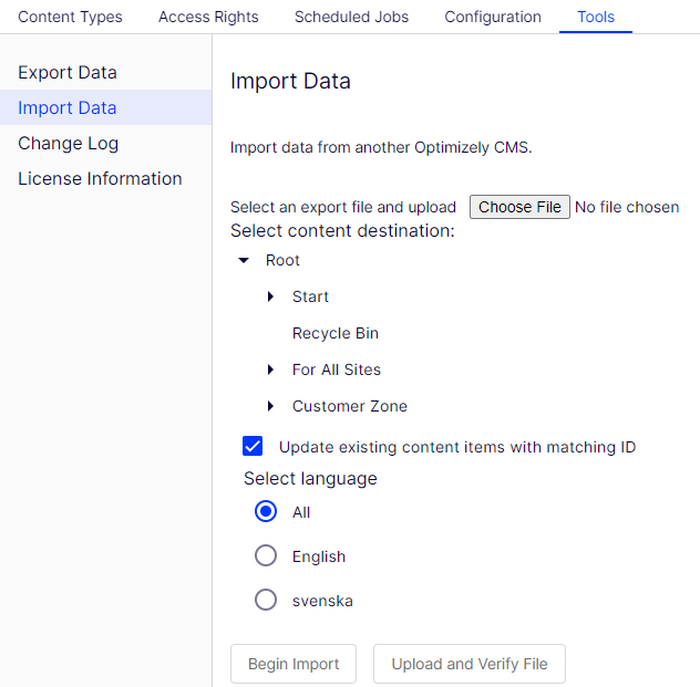 Bild: Bildschirm „Daten importieren“