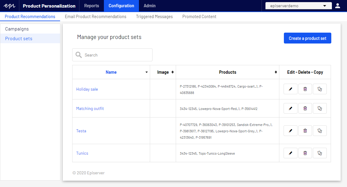 Bild: Product Recommendations Beispielbildschirm