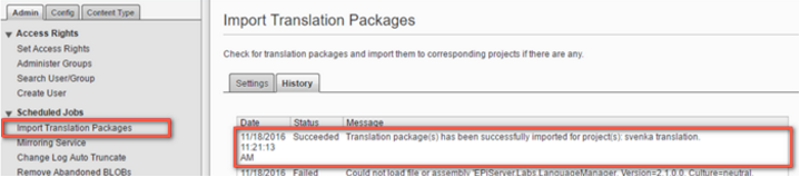 Image: Import Translation Packages scheduled job