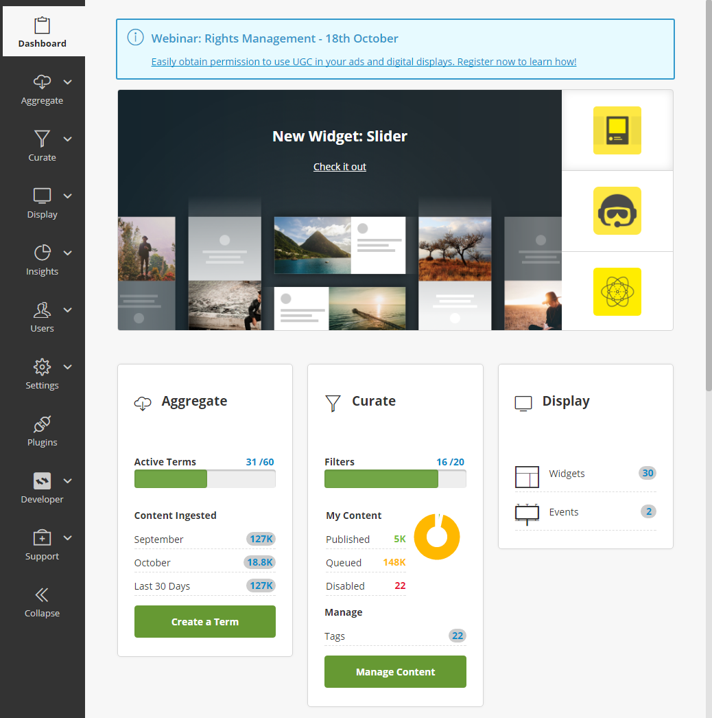 Image: Optimizely UGC dashboard