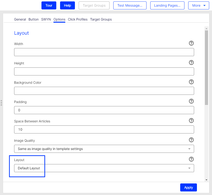 Image: Select layout