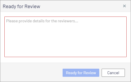 Image: Comment dialog box when setting item to Ready for Review.