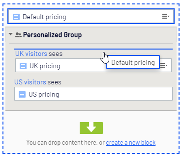 Image: Pricing information as individual blocks