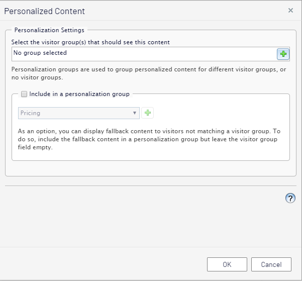 Image: Personalized content dialog box