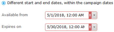 Image: Different start and end dates
