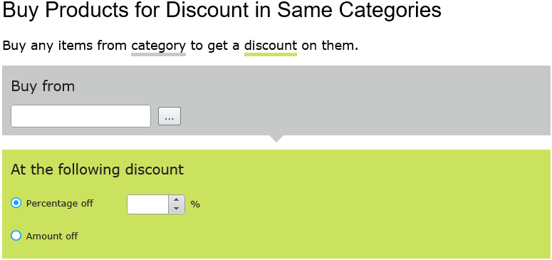 Image: Discount, Buy products for discount in same categories