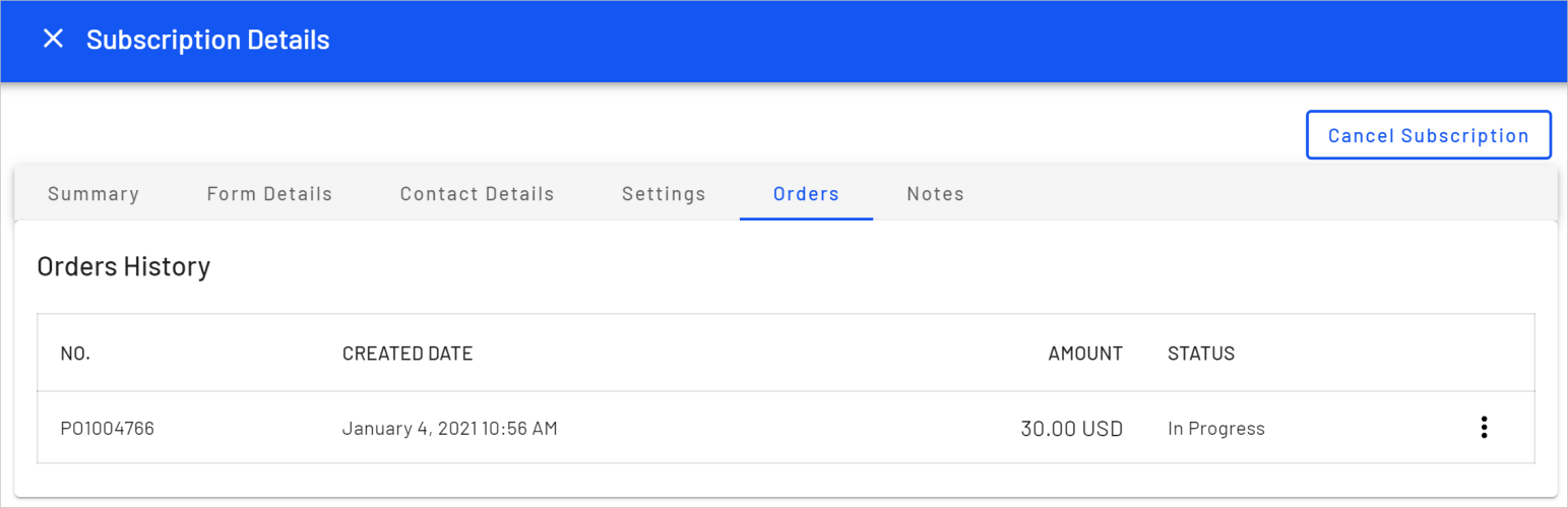 Image: Orders tab