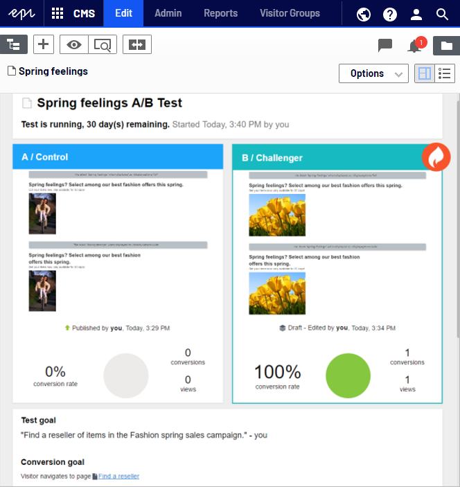 Image: Optimizely A/B testing