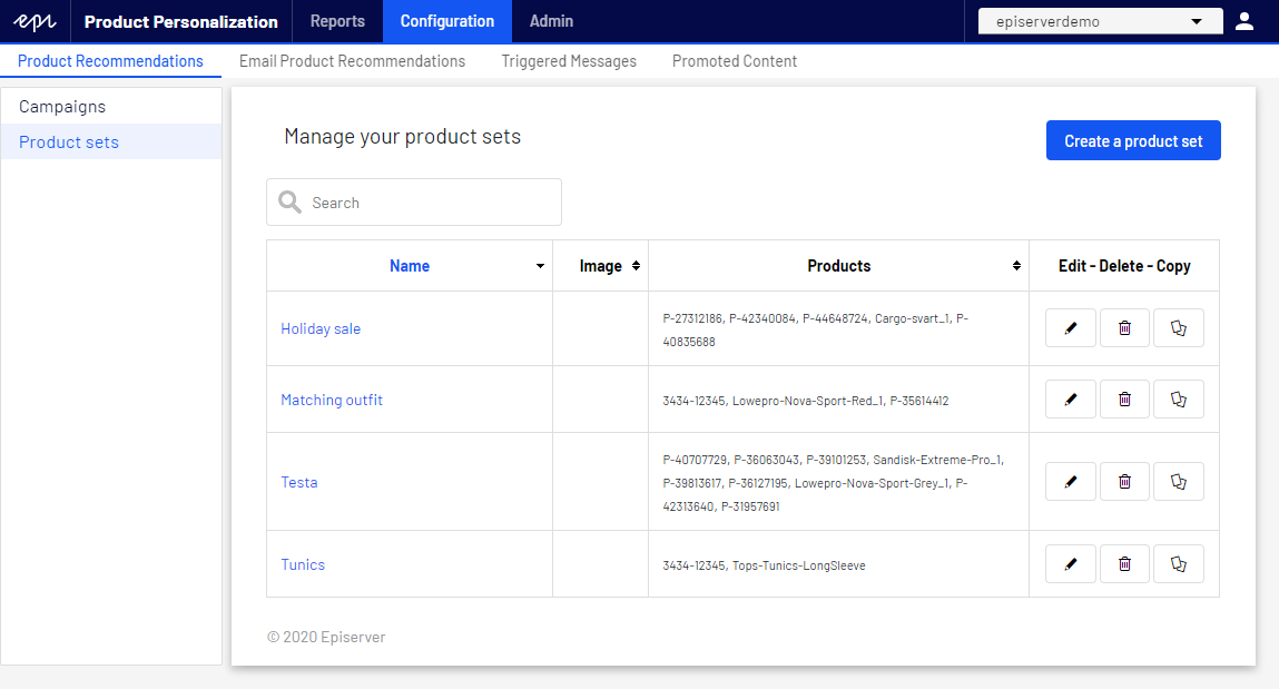 Image: Product Recommendations sample screen