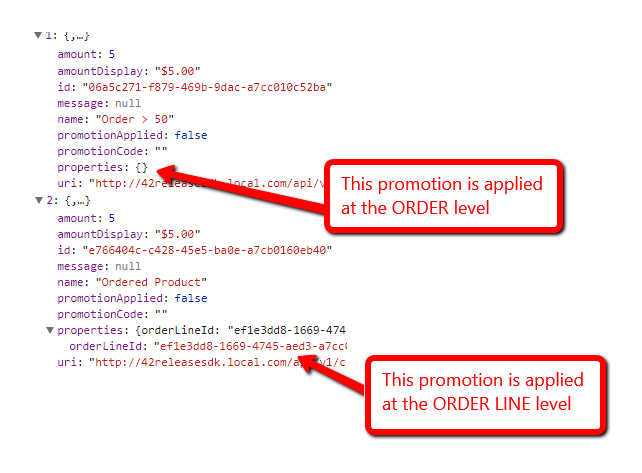 Promotion Response with Order Line Id